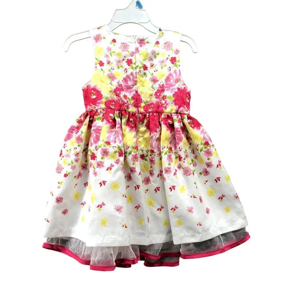 Ashley Anne Sleeveless Dress Girls‎ 2T Floral Pink Lace White Summer Formal